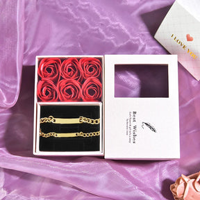 Par de Pulseiras - Cumplices do Amor + Rosa Real Preservada - Use Magic